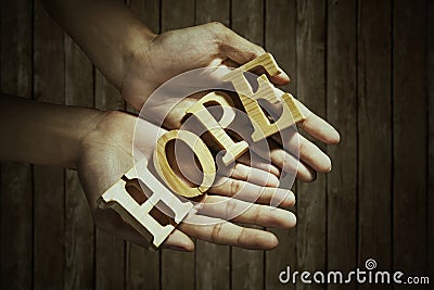 Male hands holding hope Stock Photo