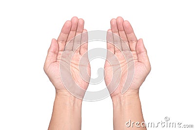 Male hands palms held subject isolated Stock Photo
