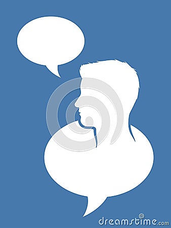 Male head inside a speech bubble Vector Illustration