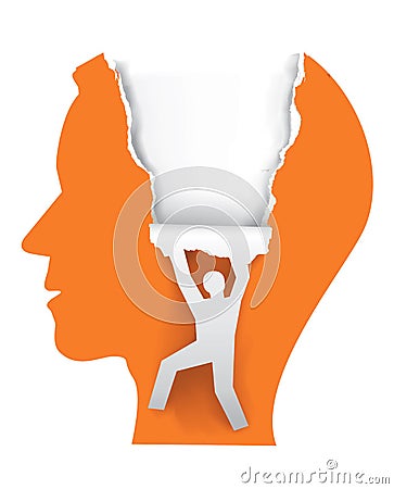 Male head silhouette ripped paper. Vector Illustration