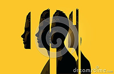 A Male Head Split Into Sections Vector Illustration