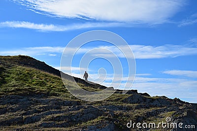Male hiker on the mountain ridge Editorial Stock Photo