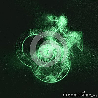 Male homosexuality symbol. Gay glyph. Doubled male sign. Green s Stock Photo