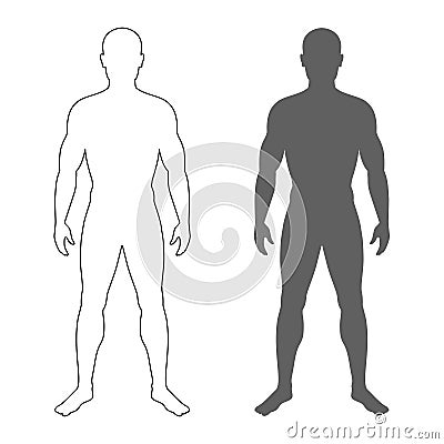 Male silhouette and contour Cartoon Illustration