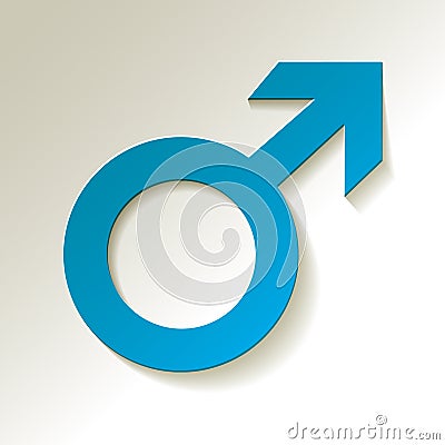 Male icon - Mars vector symbol with shadow blue on a white background. Vector Illustration