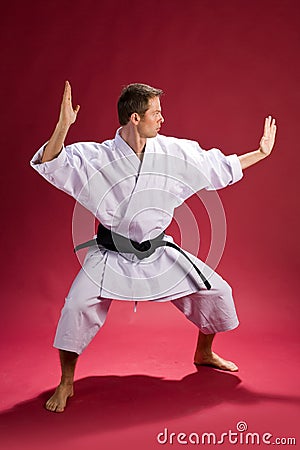 Male in karate kimono Stock Photo