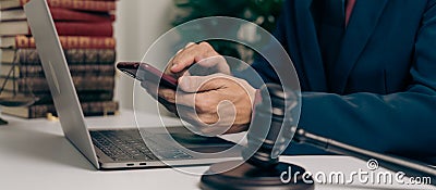 Male lawyer working with law book, A legal binding, Unilateral contract, Multilateral, Non-reciprocal contract, Default, Stock Photo