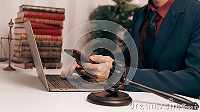Male lawyer working with law book, A legal binding, Unilateral contract, Multilateral, Non-reciprocal contract, Default, Stock Photo