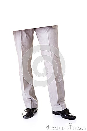 Male legs and empty blank. Stock Photo