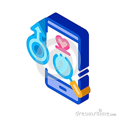 Male Love Search isometric icon vector illustration Vector Illustration