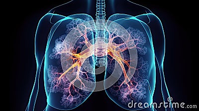 A male lung cancer biopsy respiratory system in x-ray Stock Photo