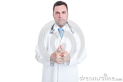 Male medic or doctor cracking his knuckles like feeling ready Stock Photo