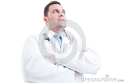 Male medic posing low angle like hero shot and powerful Stock Photo