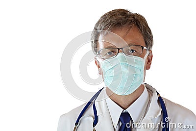 Male medical doctor with infection protection mask Stock Photo