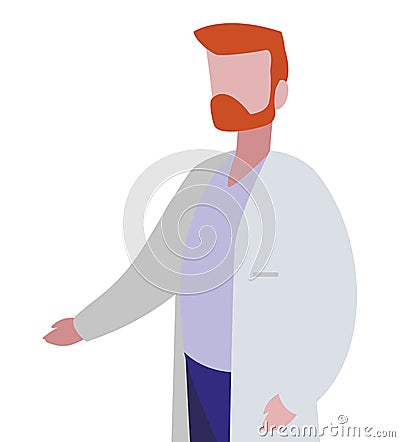 male medicine worker with uniform Cartoon Illustration