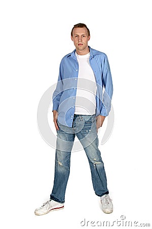 Male model in ripped jeans Stock Photo