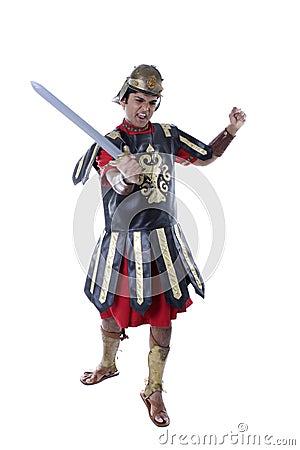 Male Model in Roman Soldier Costume Stock Photo