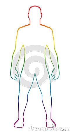 Male Muscular Shape Rainbow Colored Outline Illustration Vector Illustration