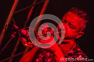 Male musician playing the trumpet Editorial Stock Photo