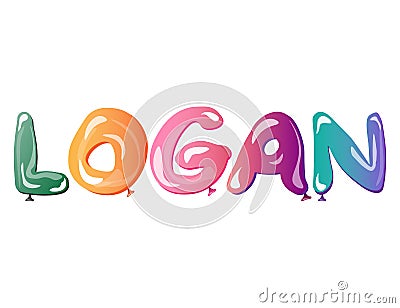 Male name Logan text balloons Vector Illustration