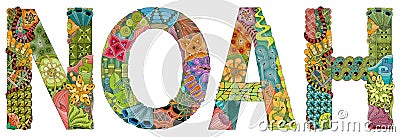 Male name Noah. Vector decorative zentangle object Vector Illustration