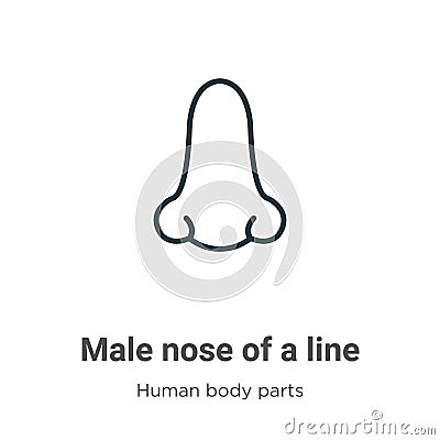 Male nose of a line outline vector icon. Thin line black male nose of a line icon, flat vector simple element illustration from Vector Illustration