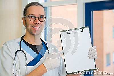 Male nurse with blotting pad Stock Photo