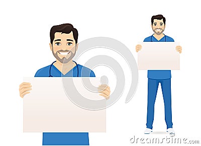 Male nurse character witn board Vector Illustration