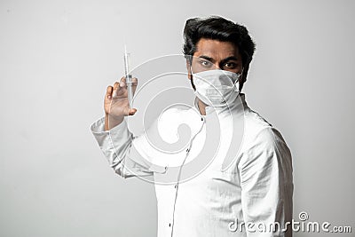 Male nurse is going to give injection Stock Photo