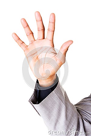 Male open hands, palms. Closeup. Stock Photo