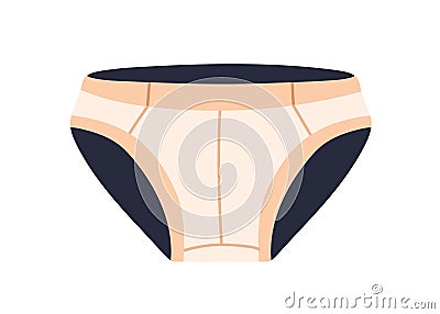 Male panties, underwear. Men pants, briefs model. Modern mens underclothing, underpants with elastic waistband. Flat Vector Illustration