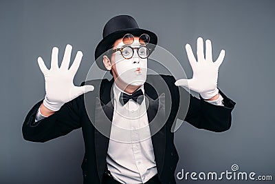 Male pantomime actor fun performing Stock Photo