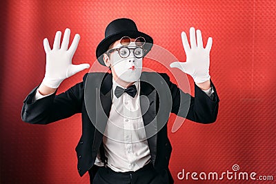 Male pantomime actor fun performing Stock Photo