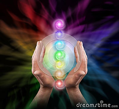 Male Healer Sending Chakra Healing Energy Stock Photo