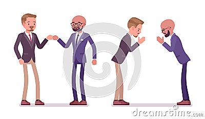 Male partners greeting Vector Illustration