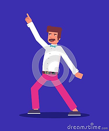 Male party dancer flat character Vector Illustration