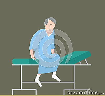 Male patient on examination bed Vector Illustration