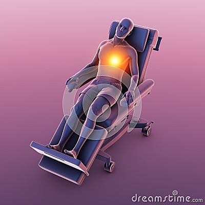 A male patient experiencing heart pain, 3D illustration Cartoon Illustration