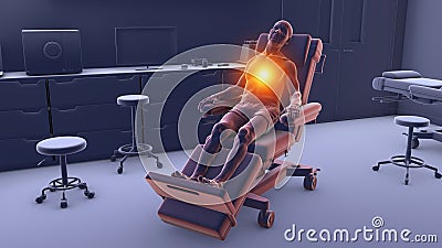 A male patient experiencing heart pain, 3D illustration Cartoon Illustration