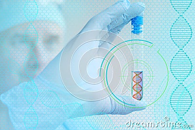 Male pharmacist, scientist holding a glass test tube with medicine, vaccine, modern science innovation concept, medical Stock Photo