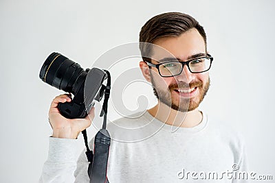 Male photographer with dslr Stock Photo