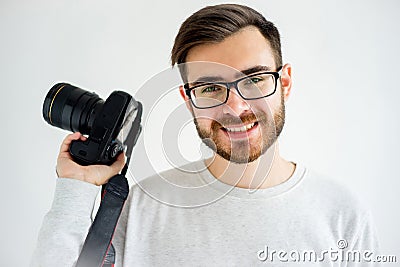 Male photographer with dslr Stock Photo