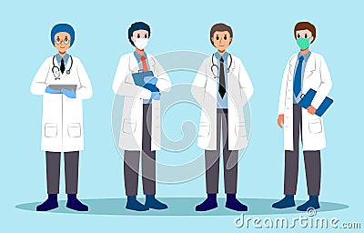 Male physician cartoon characters design . Vector Vector Illustration