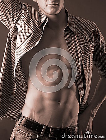 Male in plaid shirt Stock Photo