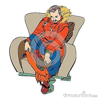 Male polar wears boots overshoes Vector Illustration