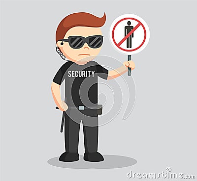 Male professional security with sign Vector Illustration