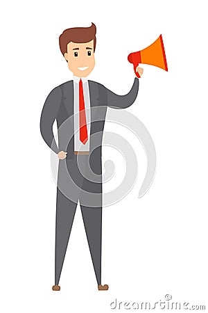 Male promoter with megaphone Vector Illustration