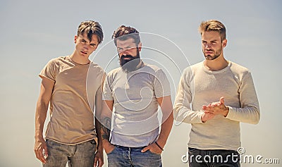 Male psychology. Young people bonding. Psychological help. People in depression. Overcoming hard times together Stock Photo