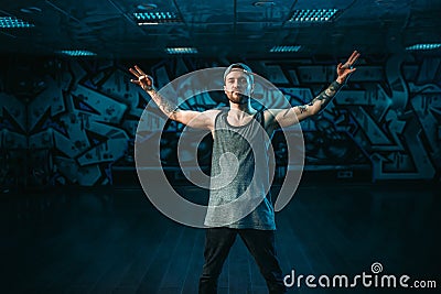 Male rapper in dance studio, trendy lifestyle Stock Photo