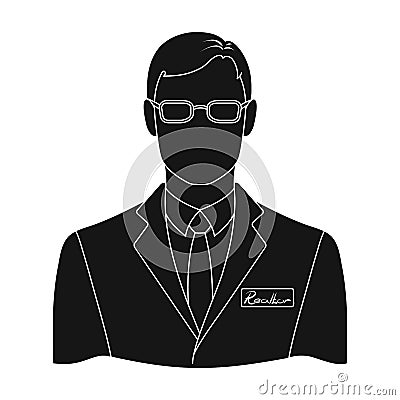 Male realtor.Realtor single icon in black style vector symbol stock illustration web. Vector Illustration